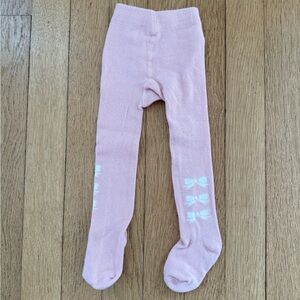 Janie and Jack Light Pink Bow Tights